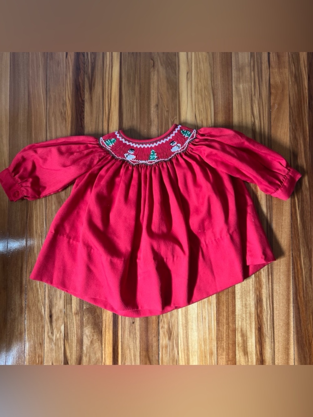Rosalina Collections Red Smocked Christmas Long-Sleeve dress size 3 month